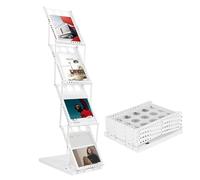 SanBouSi 4 Livelli Supporto da Banco Pieghevole Espositore Display Supporti per Riviste Scaffali per Ufficio Cataloghi Supporti per Letteratura in Metallo per Cataloghi Volantini Depliant