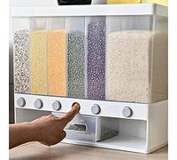 SanBouSi Dispenser per cereali a parete, 6 in 1, da cucina, contenitore per alimenti secchi, cereali, noci, chicchi di caffè, soia
