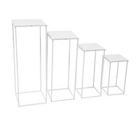 SanBouSi Set di 4 Sgabelli per Fiori, In Metallo, Forma Rettangolare, Supporto Per Colonna Vaso Geometrico Espositore Per Fiori Decorazione a Colonna, Bianco, 4 dimensioni