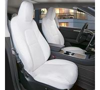 SANCAK Coprisedili Completi per Tesla per Model Y 2020-2024 per 3 2020-2023 in Pelle per Auto, Cuscino Protettivo Coprisedile Auto(White for Y)