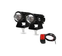 SANCAK Fari Per Motociclette Faretti A LED 2 Pezzi Fari Per Moto Con Interruttore Per Mini Luce Guida Fendinebbia Per Scooter Per ATV Accessori Lente(1SET WHITE WHITE)