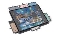SanCallie Tavolo puzzle inclinabile con supporto e copertura 2 in 1, valigetta portaoggetti leggera in feltro con 6 cassetti per adulti, tavolo puzzle portatile per giochi fino a 1000 pezzi