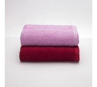 Sancarlos - Set di 2 asciugamani Ocean Duo da lavandino, colore granato e rosa gomma, 100% cotone, 550 g/m²