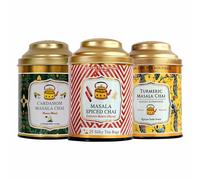 Sancha Tea Boutique Masala Chai Tea Bundle, confezione convenienza, 50 bustine di tè piramidali e tè intero da 100 g, Superfood Chai alla curcuma Chai, Masala Chai e Cardamomo Chai, bustine di tè