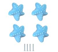 SANCHAKOU Maniglie Cucina 4 Pezzi Maniglie Per Cassetti In Ceramica A Forma Di Stella Marina Per Porte Della Cameretta Dei Bambini Pomelli Per Armadietti Blu