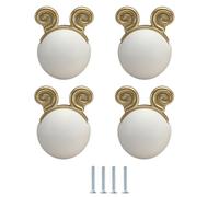 SANCHAKOU Maniglie Tradizionali In Ceramica Maniglia Per Cassetti E Ante Della Libreria Per Cameretta Dei Bambini In Ceramica A Forma Di Animale Zodiaco Pecora 4 Pezzi Colore: Bianco