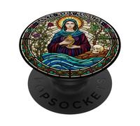 Sancta Maria Maddalena - Santa cattolica con barattolo per unzione PopSockets PopGrip Adesivo