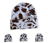 Sanctiond Berretto con stampa di mucca, modello di stampa grafica, cappello da skate lavorato a maglia casual bianco nero nuovo berretto unisex, Piebald-A, Etichettalia unica