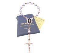 SANCTRA Rosario da Viaggio a Una Decina, con Medaglia e Crocifisso | Realizzato a Mano e Benedetto in Terra Santa, con Sacchetto Regalo e Certificato di Autenticità