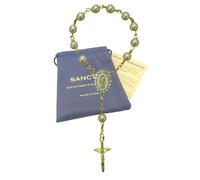 SANCTRA Rosario da Viaggio a Una Decina, con Medaglia e Crocifisso | Realizzato a Mano e Benedetto in Terra Santa, con Sacchetto Regalo e Certificato di Autenticità