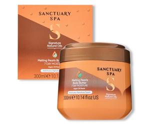 Sanctuary Spa Burro per il corpo di perle sciolte con burro di karitè e olio di argan, senza olio minerale, cruelty free e vegana idratante per il corpo da donna, 300 g