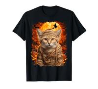 Sand Cat Mummy in Creepy Pumpkin Patch sulla Notte di Halloween Maglietta