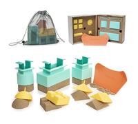 Sand Pal Kit per costruire castello di sabbia giocattolo da spiaggia con stampi per mattoni e borsa per il trasporto per castelli di sabbia di grandi dimensioni in neve e fango