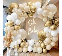 Sand White Balloon Arch Kit,106Pcs White Sand and Gold Balloon Garland Kit with Nude Balloons,Cream Balloons Arch for Birthday Party Decoration,Baby Shower,Boho Wedding,Anniversary