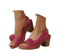 Sanda les - Scarpe da donna con tacco piccolo, sandali e punta aperta, in tinta unita, stile sexy, da sera, con tacco alto, elegante, per la primavera e l'estate, rosso, 39 EU
