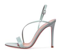 Sandali a Fascette Stiletto Donna Verniciato Punta Aperta Cinturino alla Caviglia Tacchi di Moda per Servizi Fotografici Editoriali e Styling Alta Moda,Verde,38 EU