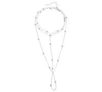 Sandali a piedi nudi a strati per le donne, bracciale alla caviglia della spiaggia estiva, bracciale per perle, elegante cavigliera di gioielli argento
