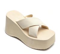 Sandali à plateforme croisée - Comfort e stile per un look senza precedenti La bellezza dell'auto, la bellezza dei sandali, il design della zeppa e lo stile moderno. La bellezza della casa e la bellez