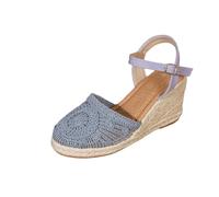 Sandali a punta chiusa da donna Gladiator - sandali con zeppa bianca da donna sandali all'uncinetto morbidi con supporto per arco plantare scarpe ortopediche espadrillas fiore lavorato a maglia