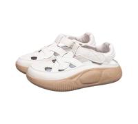 Sandali a punta chiusa da donna, vestibilità larga, con plateau, alla moda, morbidi e confortevoli, con plateau, scarpe romane, Beige, 36.5 EU