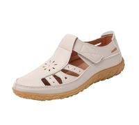 Sandali a punta chiusa per le donne 2025 scarpe piatte comode estive con casual scava fuori ampia larghezza alla moda sandali da passeggio sandali da donna, Beige, 39.5 EU