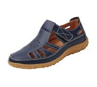 Sandali a punta chiusa per le donne 2025 scarpe piatte comode estive con casual scava fuori ampia larghezza alla moda sandali da passeggio sandali da donna, Blu, 36 EU