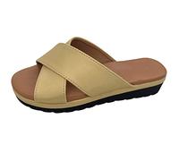 Sandali a punta chiusa per le donne aperte alla moda zeppe da donna scarpe romane fondo spiaggia pantofole spesse sandali da donna, Giallo, 39 EU