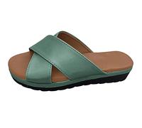 Sandali a punta chiusa per le donne aperte alla moda zeppe da donna scarpe romane fondo spiaggia pantofole spesse sandali da donna, Verde, 41 EU