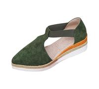Sandali a punta chiusa per le donne Espadrillas Sandali con zeppa Chiudi Punta Punta Elastica Cinturino alla Caviglia Sandali Piattaforma Sandalo Backless Scarpe estive da donna Sandalo con zeppa