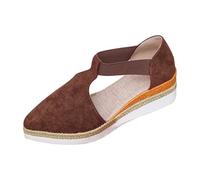 Sandali a punta chiusa per le donne Espadrillas Sandali con zeppa Chiudi Punta Punta Elastica Cinturino alla Caviglia Sandali Piattaforma Sandalo Backless Scarpe estive da donna Sandalo con zeppa