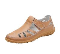 Sandali a punta chiusa per le donne scarpe in pelle vestibilità ampia da donna sandali da passeggio all'aperto sandali ortopedici da donna supporto arco plantare fascite sandalo da passeggio da donna