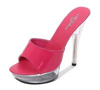 Sandali a Spillo Slip on da Donna con vestibilità Stretta - Scarpe Sabot con Tacco Formali da Ufficio per Gite Casual, Matrimoni,Dark Pink,40 EU