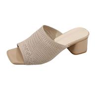 Sandali a tacco da donna da sera chic - Scarpe da donna con tacco a blocco, punta aperta, sandalette, traspiranti, nudi, eleganti, sandali comodi e comodi, scarpe casual da passeggio nudo, beige, 43