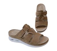 Sandali alla moda con plateau estivi, sandali con tacco romano, comode scarpe per attività all'aria aperta e casual per la spiaggia e il tempo libero, cachi, 36 EU Stretta