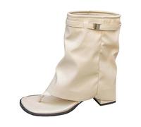 Sandali alla moda con punta tonda e cinturino a metà polpaccio, comodi ed eleganti, stivali casual, calzature estive (White-A, 39)