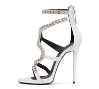 Sandali Aperti Sexy da Donna con Tacco a Spillo da 12 cm, Eleganti e Comodi per Vacanze al Mare, Feste di Matrimonio e Serate romantiche,Bianca,43 EU