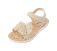 Sandali Bambina Estive Eleganti Sandalo Mare con Fiori Pelle Scarpe Aperte Strappo Moda Comodi Sandali Gomma Ragazza Cinturino Regolabile Leggere Morbidi Sandaletti Principesse Antiscivolo 21-36 EU