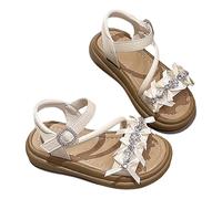 Sandali Bambina Estive Eleganti Sandalo Mare con Fiori Pelle Scarpe Punta Aperte Strappo Moda Comodi Sandali Gomma Ragazza Cinturino Regolabile Leggere Morbidi Sandaletti Principesse Antiscivolo 26-37