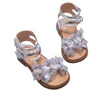 Sandali Bambina Estive Eleganti Sandalo Mare con Fiori Pelle Scarpe Punta Aperte Strappo Moda Comodi Sandali Gomma Ragazza Cinturino Regolabile Leggere Morbidi Sandaletti Principesse Antiscivolo 26-37