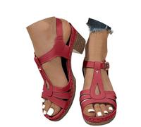 Sandali Bambina Sandali da donna alla con design infradito, comodi con tacco medio, versatili per l'uso quotidiano, perfetti per la primavera e l'estate, chiusura con fibbia, ideali con pantaloni casu