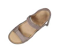 Sandali bassi da donna con zeppa leggera, sandali antiscivolo con chiusura al tocco, ampia punta aperta, scarpe sportive con cinturino alla caviglia, comode scarpe da trekking, Grigio, 39 EU