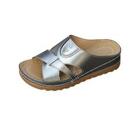 Sandali bassi da donna, pantofole piatte da donna, estive, con rivetti in metallo, punta aperta, traspiranti, leggeri, versatili, con suola antiscivolo testurizzata, comode scarpe estive, Grigio, 41 1