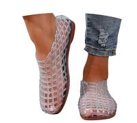 Sandali Bassi Donna Estive - Sandali Donna Estive Comode Sandali Ballo Jelly Mesh Ballet Sandali Trasparenti in Jelly Mesh Adulti ScarpSpiaggia Tacco Basso ComodScarpEstivSlipOn in Jelly (Whit38)