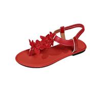 Sandali Bassi Donna Estivi, Sandali Bassi Donna Eleganti Sandali Estivi Piatti con Design Floreale E Passante per Le Dita in Stile BohéMien per Un Comfort Quotidiano E Una Calzatura Alla Moda (Red 40)