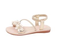 Sandali Bassi Donna Estivi - Sandali Donna Estive Sandali Piatti Alla Moda con Punta Aperta Scarpe Estive Casual Dal Design Pensato per Il Comfort Quotidiano (Gold 37)