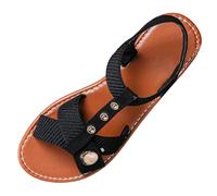 Sandali Bassi Eleganti Alla Schiava Donna Sandali piatti da donna: comode scarpe con cinturino elastico casual estive da infilare per la spiaggia Sandals & Slides Sabot Donna Estive (Black 39)