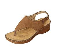 Sandali Bassi Eleganti Donna Estive Comode Ricami sandali Fashion Donne punta clip estate da donna Eleganti Espadrillas Zeppa Lacci (Brown 38) Scarpe Tacchi Comode Estive
