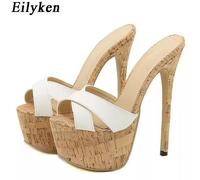 Sandali Bianchi Con Plateau In Sughero E Tacco 17 Cm Eleganti Estivi CF53845