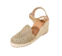 Sandali bianchi con zeppa da donna, comodi, con punta chiusa, sandali gladiatori in maglia, sandali ortopedici antiscivolo con supporto per l'arco, scarpe estive leggere anti-shock, Oro, 37 1/3 EU