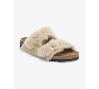 Birkenstock, ,Shoes ,Donna ,Beige ,37 EU Arizona Shearling Rivet Logo slides